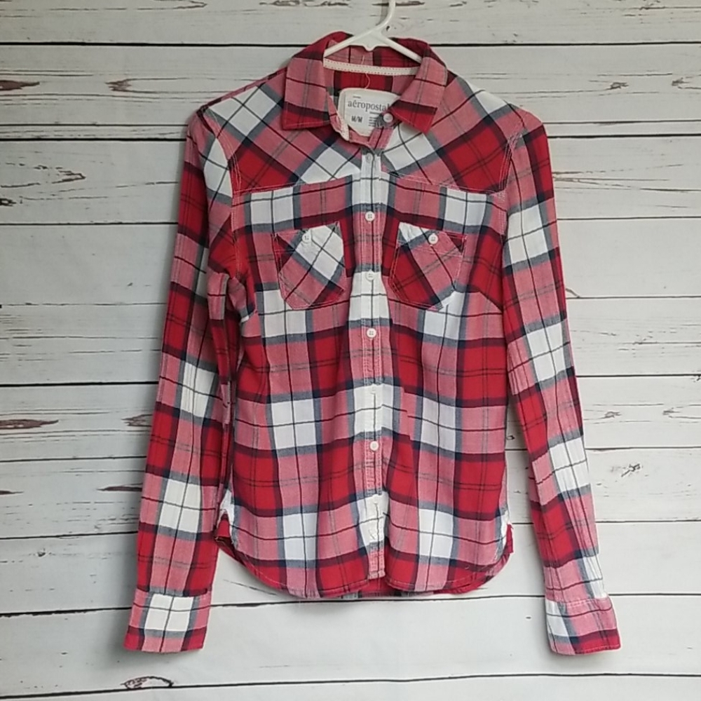 Aeropastale Long Sleeve plaid button down shirt